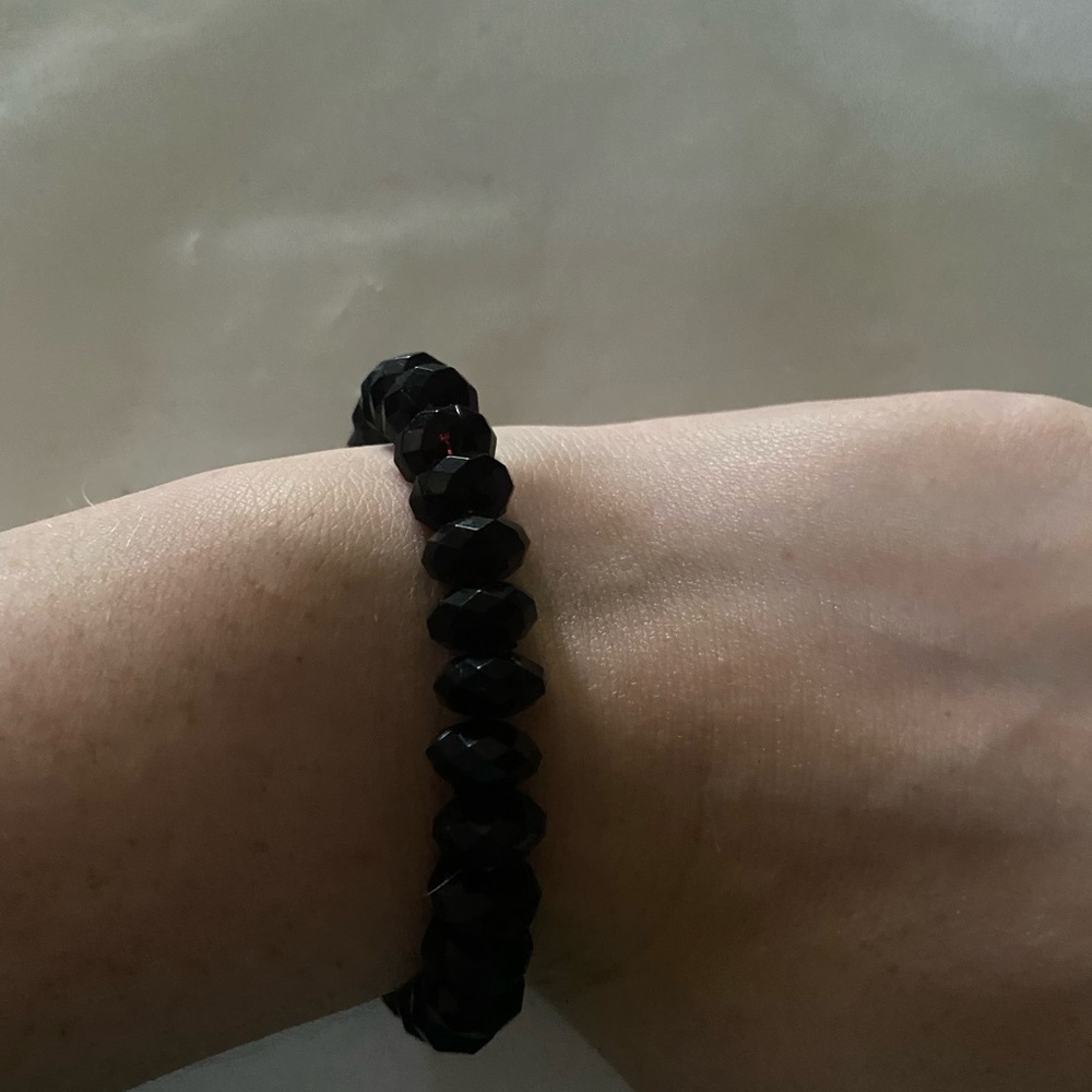 Black Beaded Stretchy Bracelet